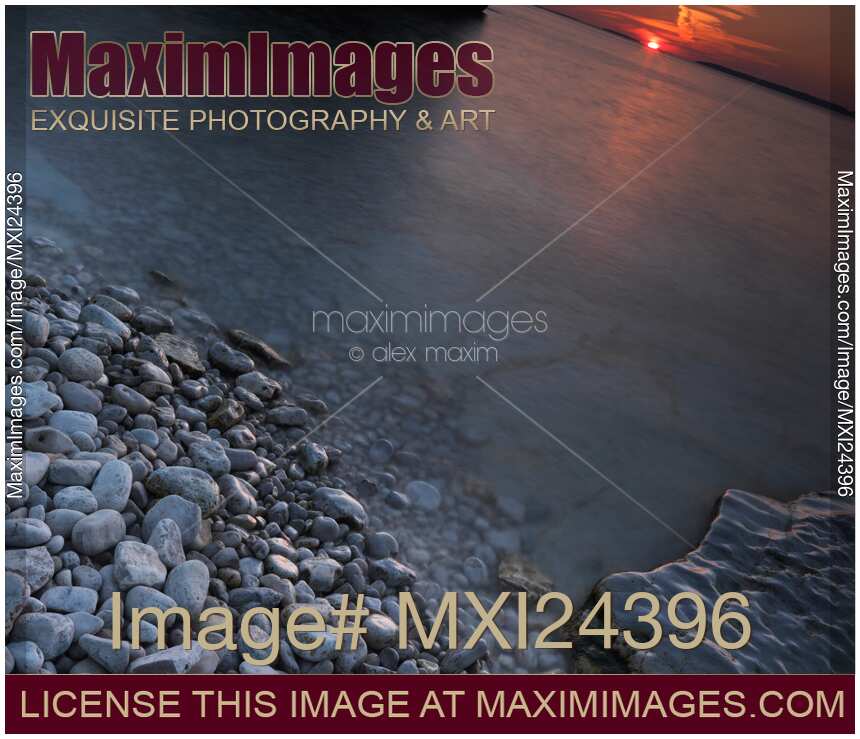 Peaceful sunset over still water of Georgian Bay