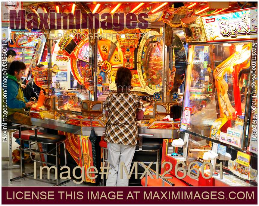 People at arcade in Tokyo Japan