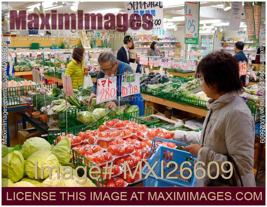 People at Japanese grocery store