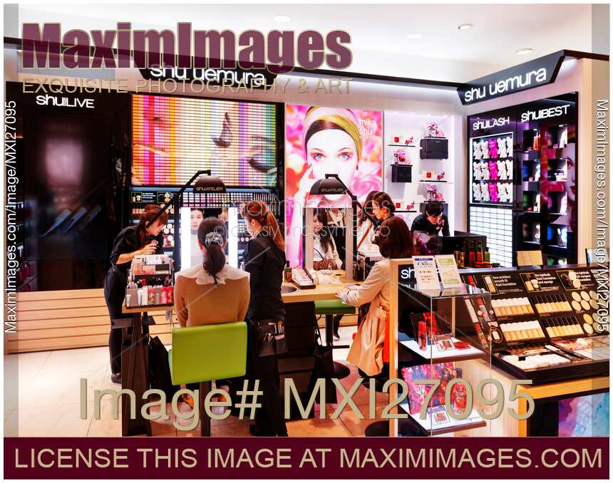 People at Shu Uemura makeup store
