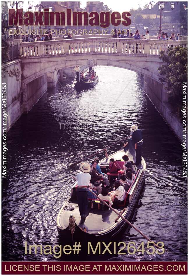 People in Venetian gondola at Tokyo Disneysea