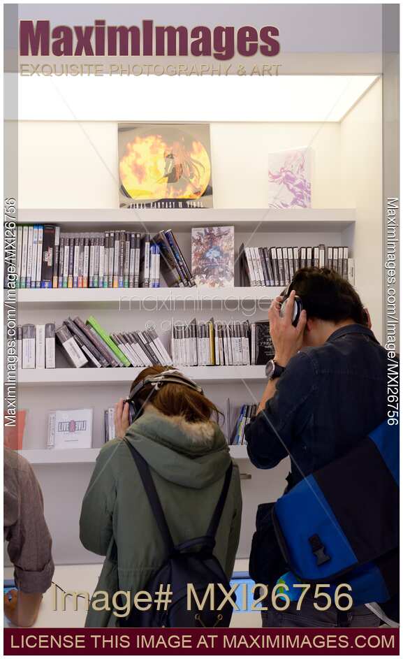People listening to music at a store
