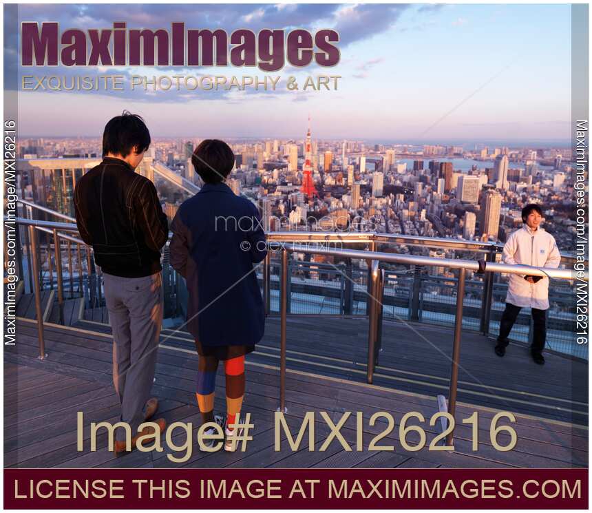 People on observation deck in Tokyo Japan