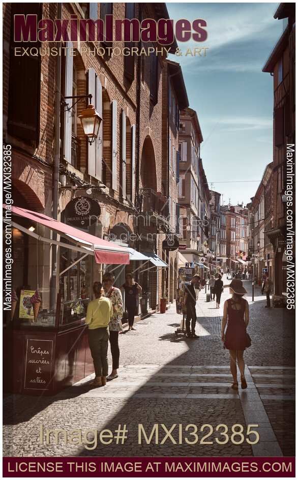 People on the streets of Albi Southern France city scenery