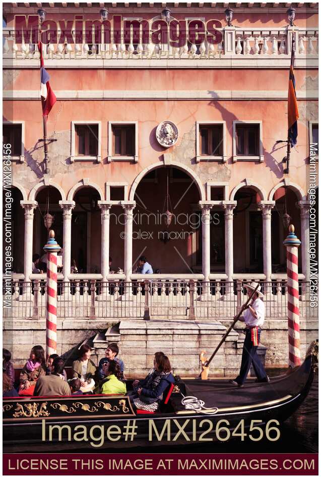 People riding Venetian gondola at Tokyo Disneysea
