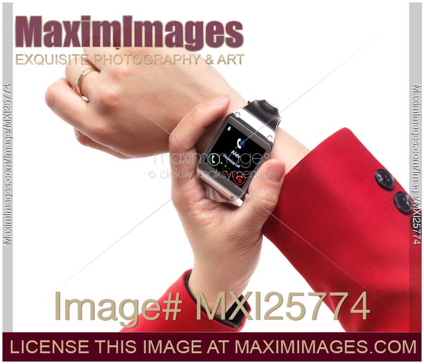 Person answering call with Samsung Galaxy Gear watch