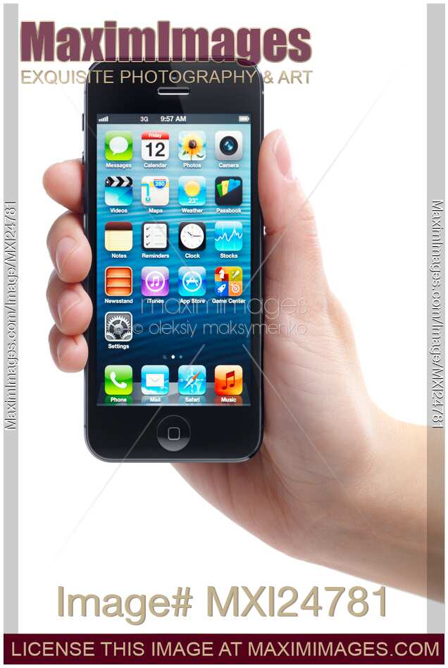 Person holding iPhone 5 in hand