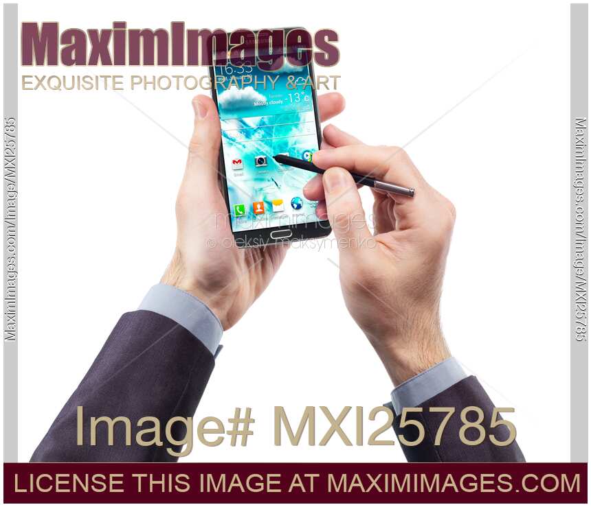 Person using Samsung Galaxy Note III smartphone