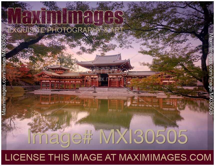 Phoenix Hall Hoodo of Byodoin temple in a beautiful surreal autumn scenery Uji Japan