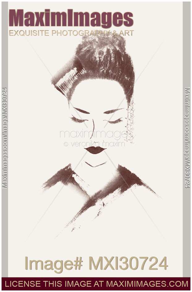 Portrait of a Japanese woman geisha maiko face Zen illustration artwork