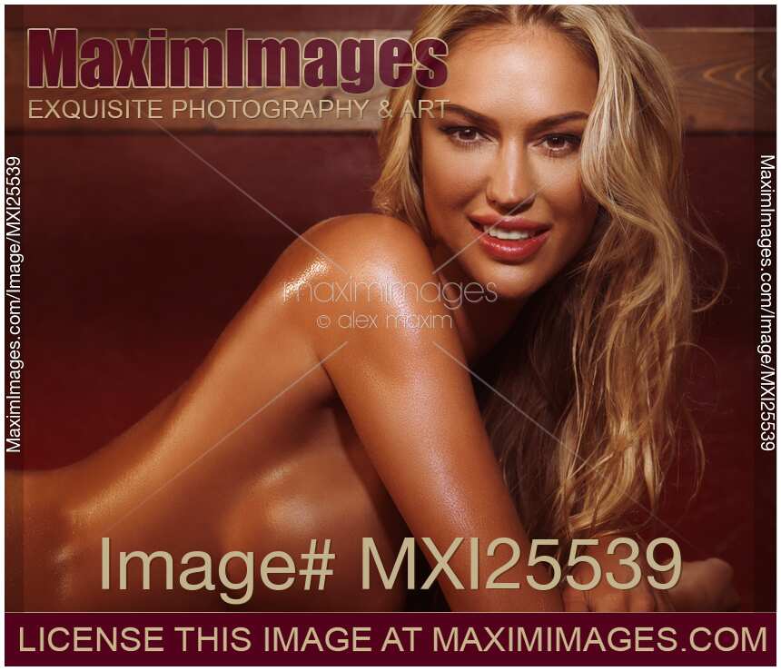 Portrait of a smiling nude sexy woman in steam bath Charlie Riina