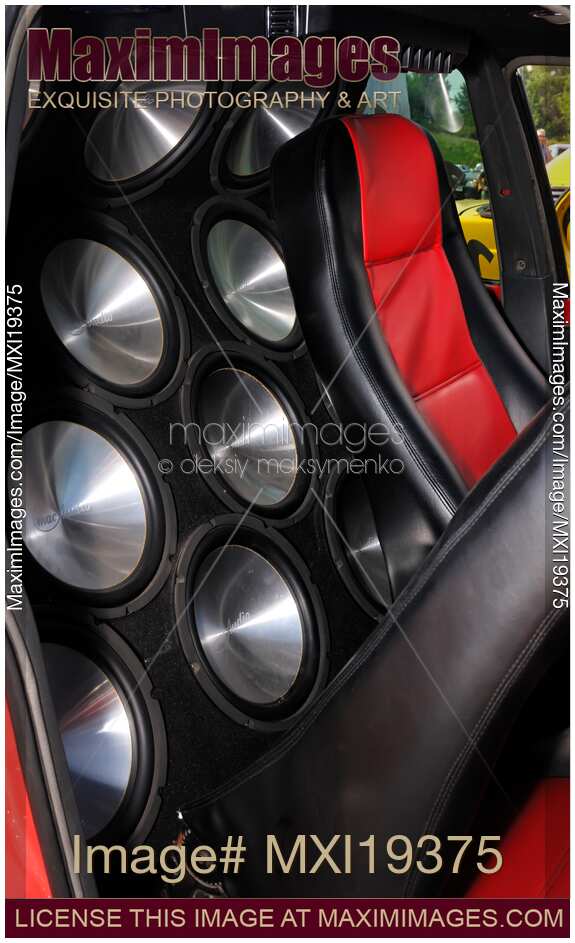 Stock photo Powerful car audio system speakers MaximImages