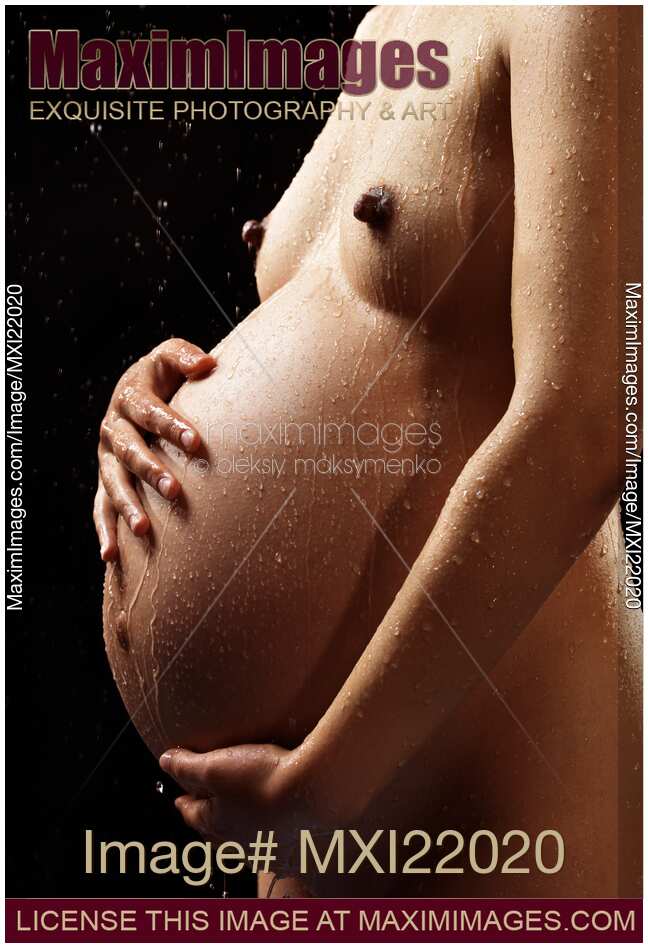 Pregnant Woman Body Under a Shower