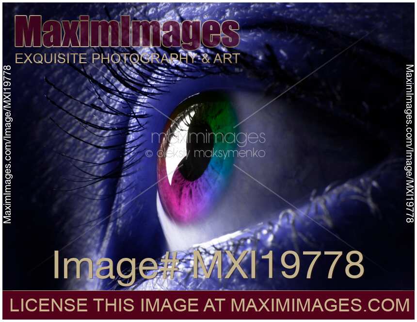 Rainbow colored eye closeup