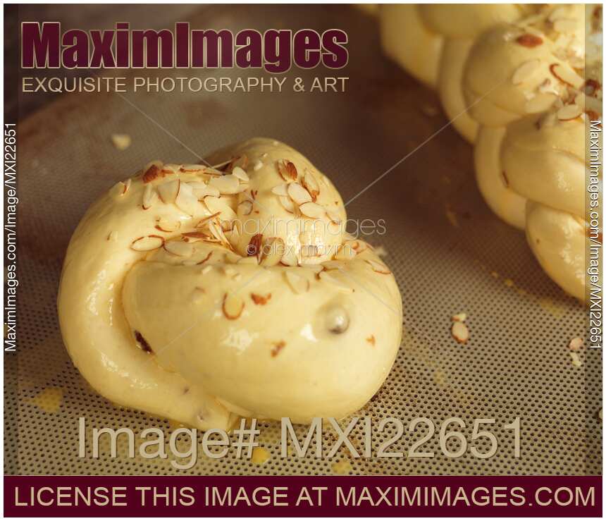 Raw Braided Bread Glazed with Egg