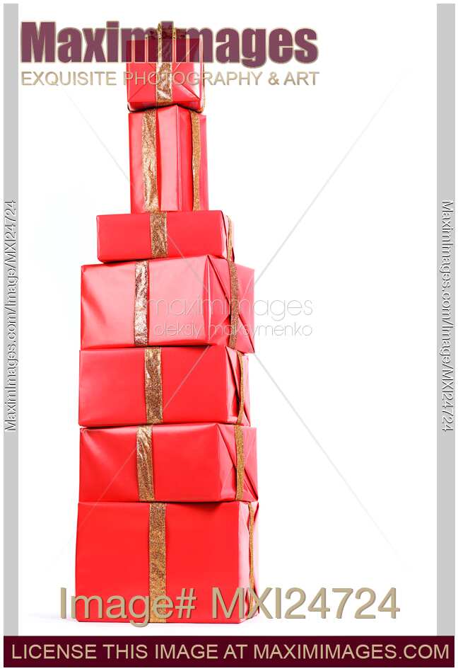 Red gifts stacked as bottle