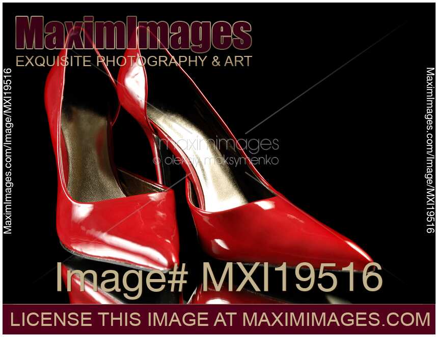 black and red high heel shoes
