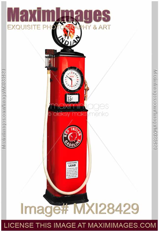 Red Indian Gasoline retro gas station pump