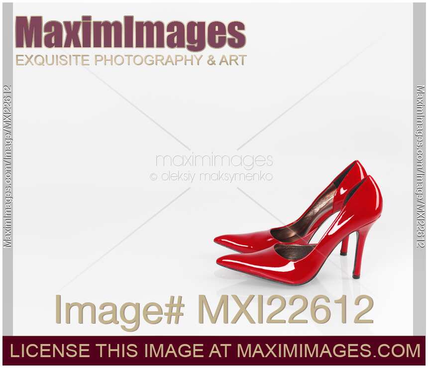 Red Sexy High Heel Shoes on White Background