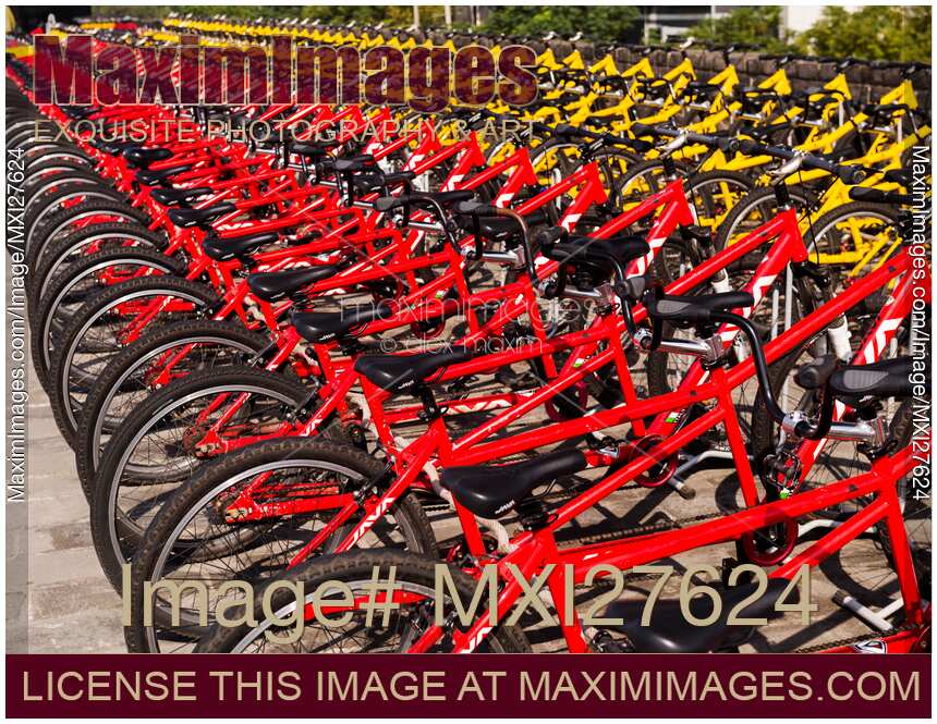 Rental bikes at Xi'an city wall China
