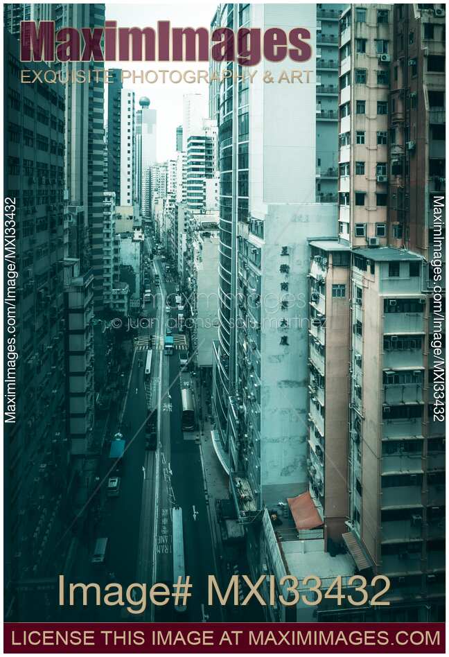 Residential high-rise buildings along a street in Hong Kong China