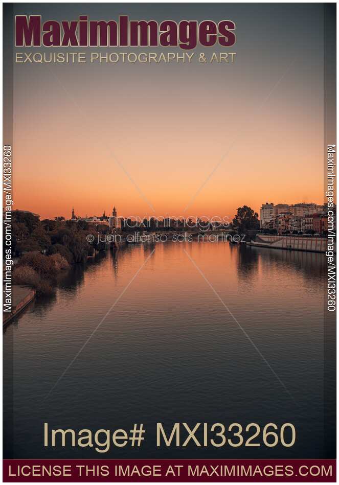 River Guadalquivir in Seville Spain sunset scenery