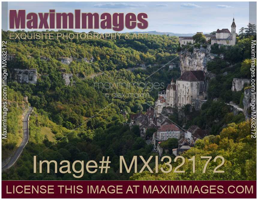 Rocamadour medieval French town built into a side of a cliff France Rocamador landscape scenery