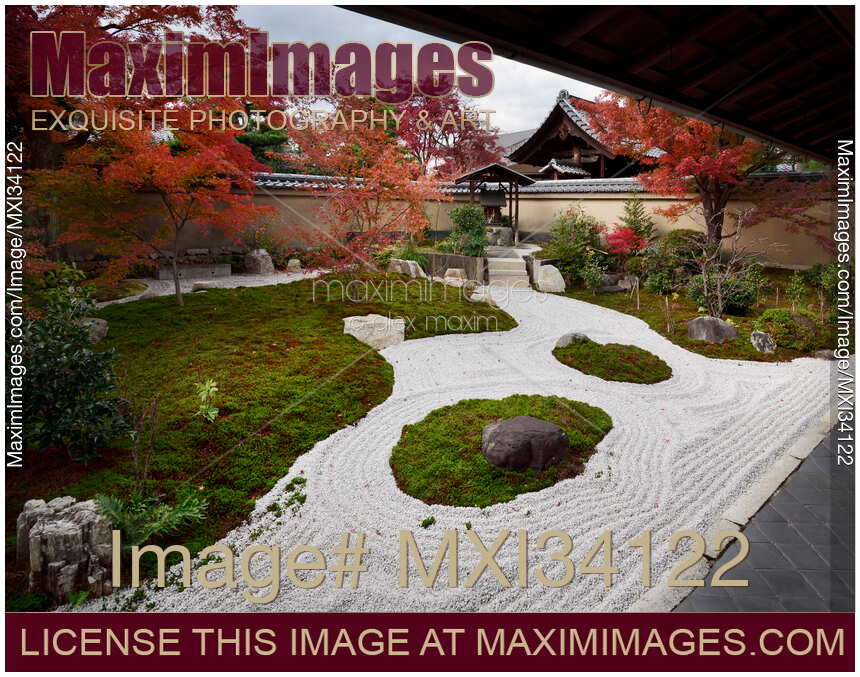 Rock garden of Daitoku-ji, Japanese Zen Buddhist temple in autumn