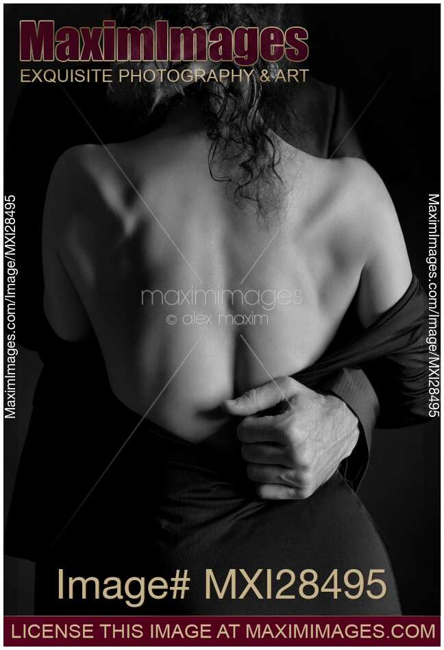 Romantic sensual portrait of man and woman embracing Black and white