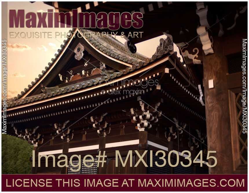 Roof detail of Asakura-do Hall of Kiyomizu-dera temple Japanese traditional architecture