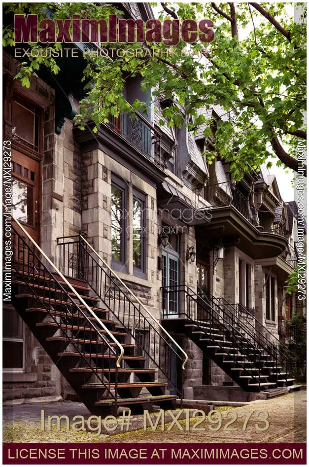 Row of historic townhouses on Avenue Laval in Montreal