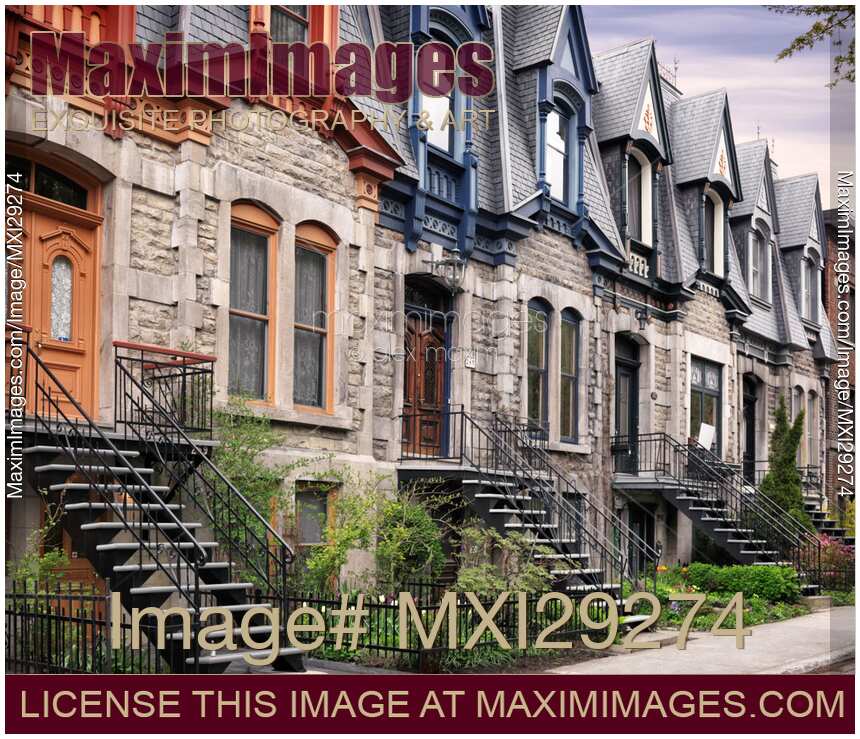 Row of old town houses on Avenue Laval in Montreal Quebec