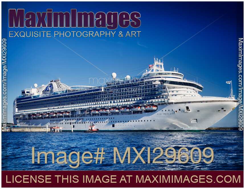 Ruby Princess grand-class cruise ship docked in Victoria BC