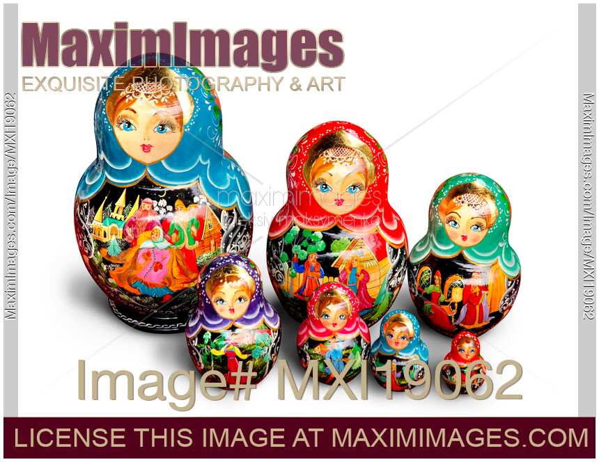 Russian Matreshkas painted wooden nesting dolls