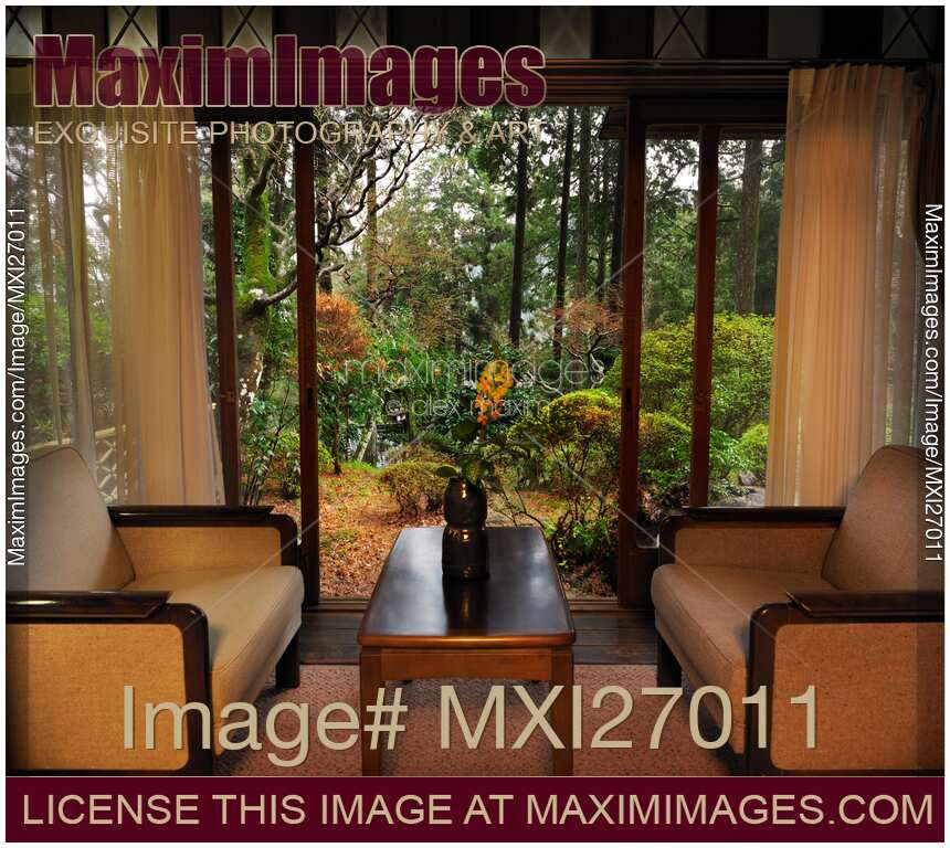 Ryokan room interior with open sliding door