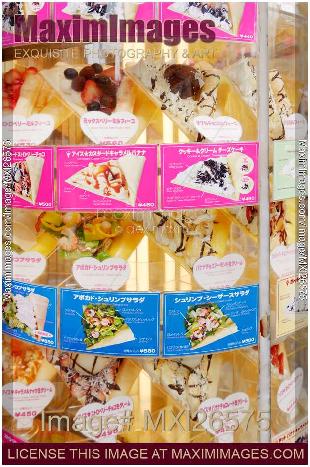 Sampuru fake food display of crepes in Tokyo Japan