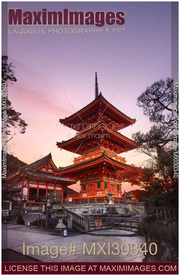 Sanju-no-to pagoda of Kiyomizu-dera temple in morning sunrise Kyoto Japan
