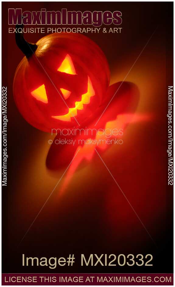 Scary Jack-o-lantern Illuminated From Inside