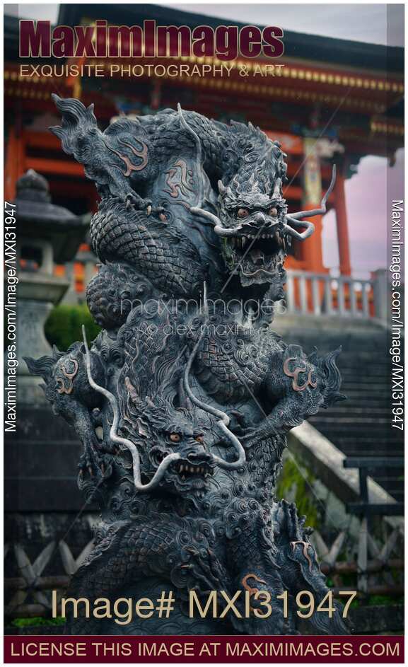 Seiryu Blue Dragon statue of Kiyomizu-dera Buddhist temple in Kyoto Japan