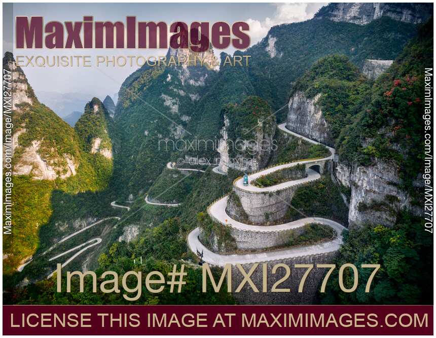 Serpentine road at Tianmen mountain in Zhangjiajie China