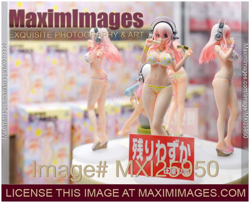 Sexy girl anime character on display