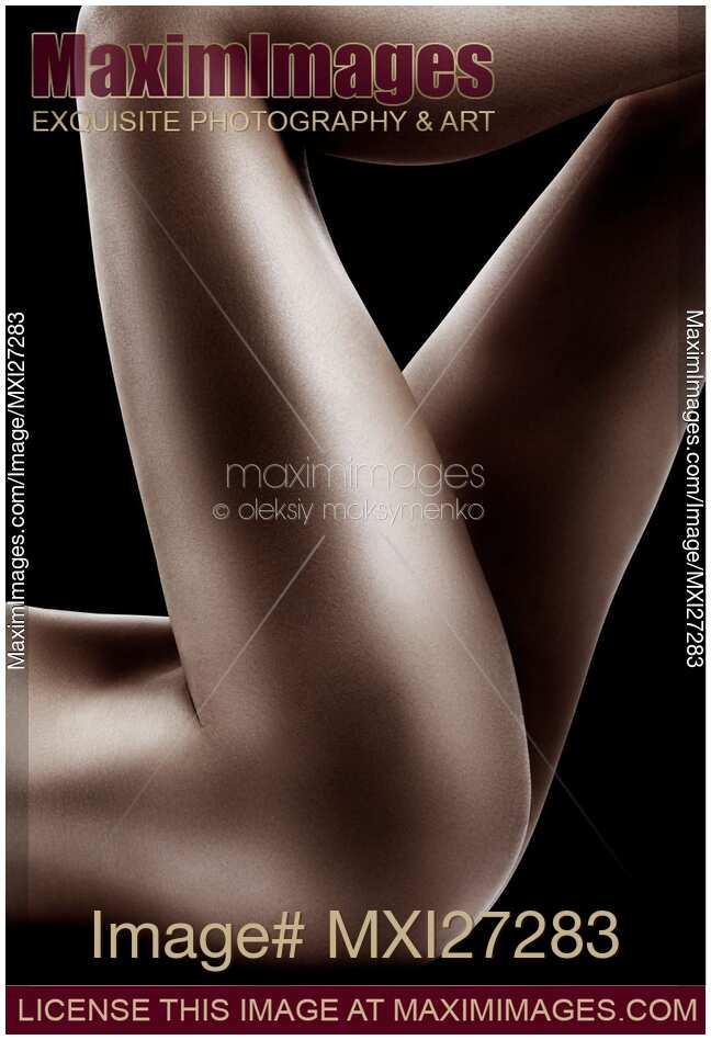 Sexy nude woman legs on black