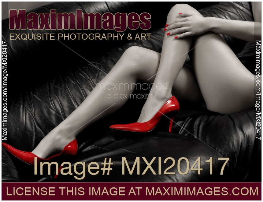Sexy Woman Legs in Red High Heels