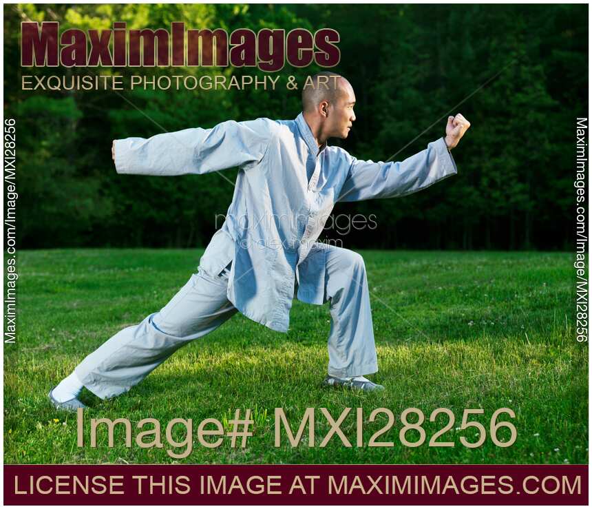 Shaolin monk practicing internal Kung Fu