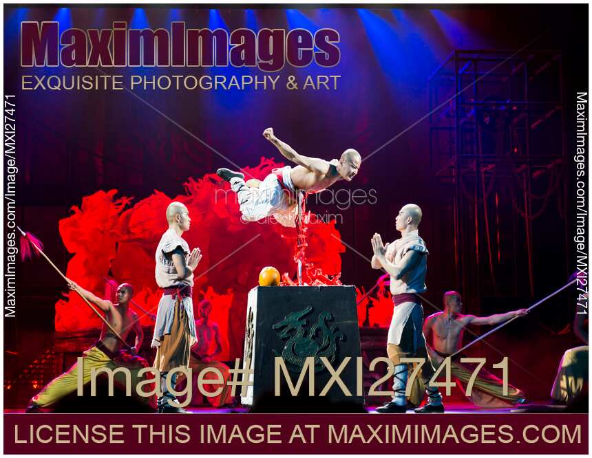 Shaolin monks performing at the Red Theatre in China