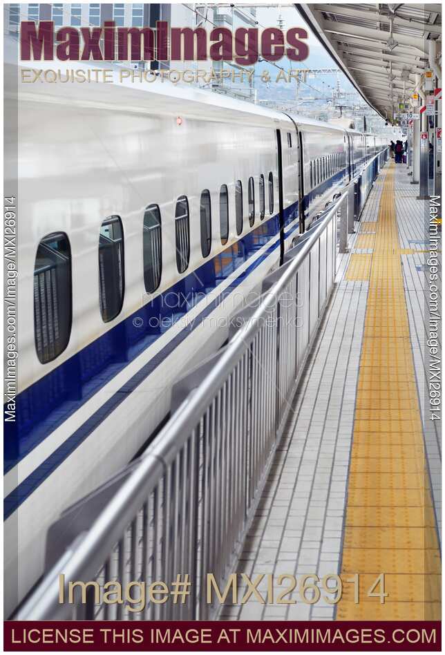 Shinkansen bullet train at a platform