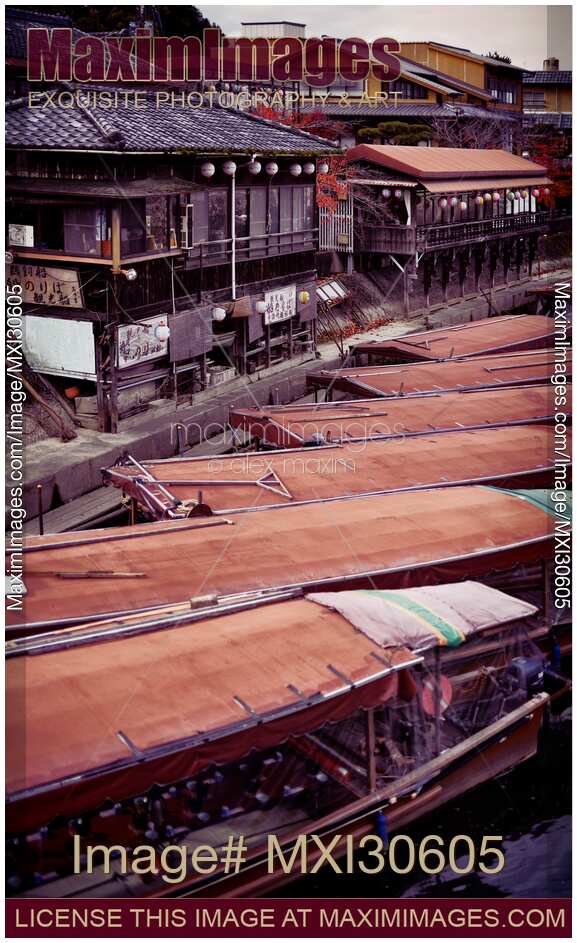 Sightseeing pleasure boats on Uji River in Uji Japan