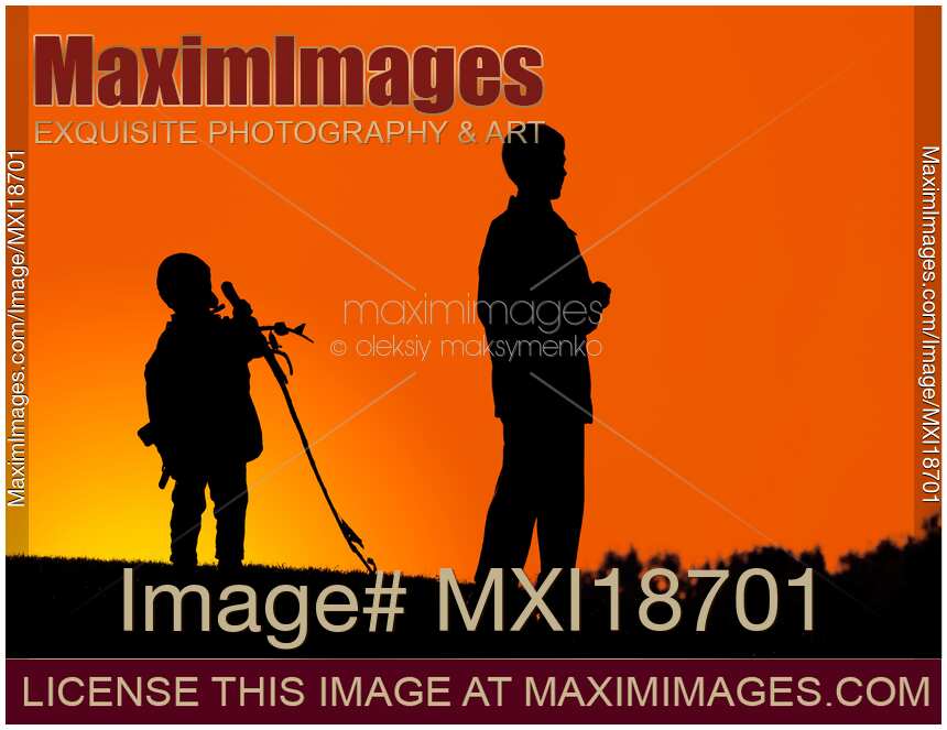 Silhouettes of Two Boys