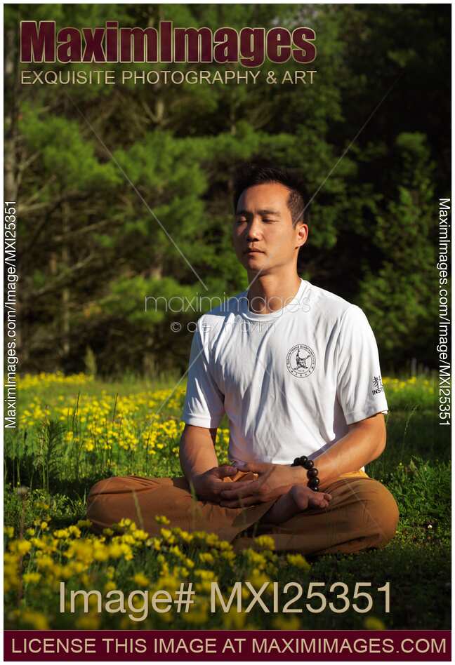 Sitting Buddhist meditation in the nature