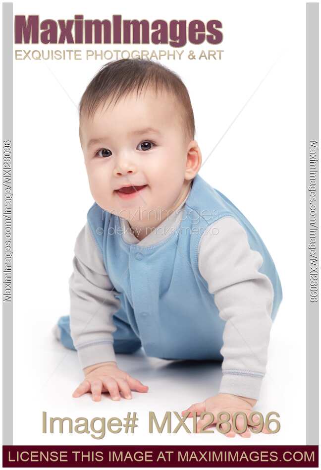 Smiling Seven Month Old Baby Boy Crawling